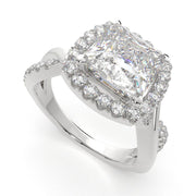 Celestina Princess Cut Halo Pave Split Shank Engagement Ring Setting - Nivetta